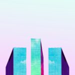 three tall buildings digital wallpaper