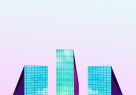 three tall buildings digital wallpaper
