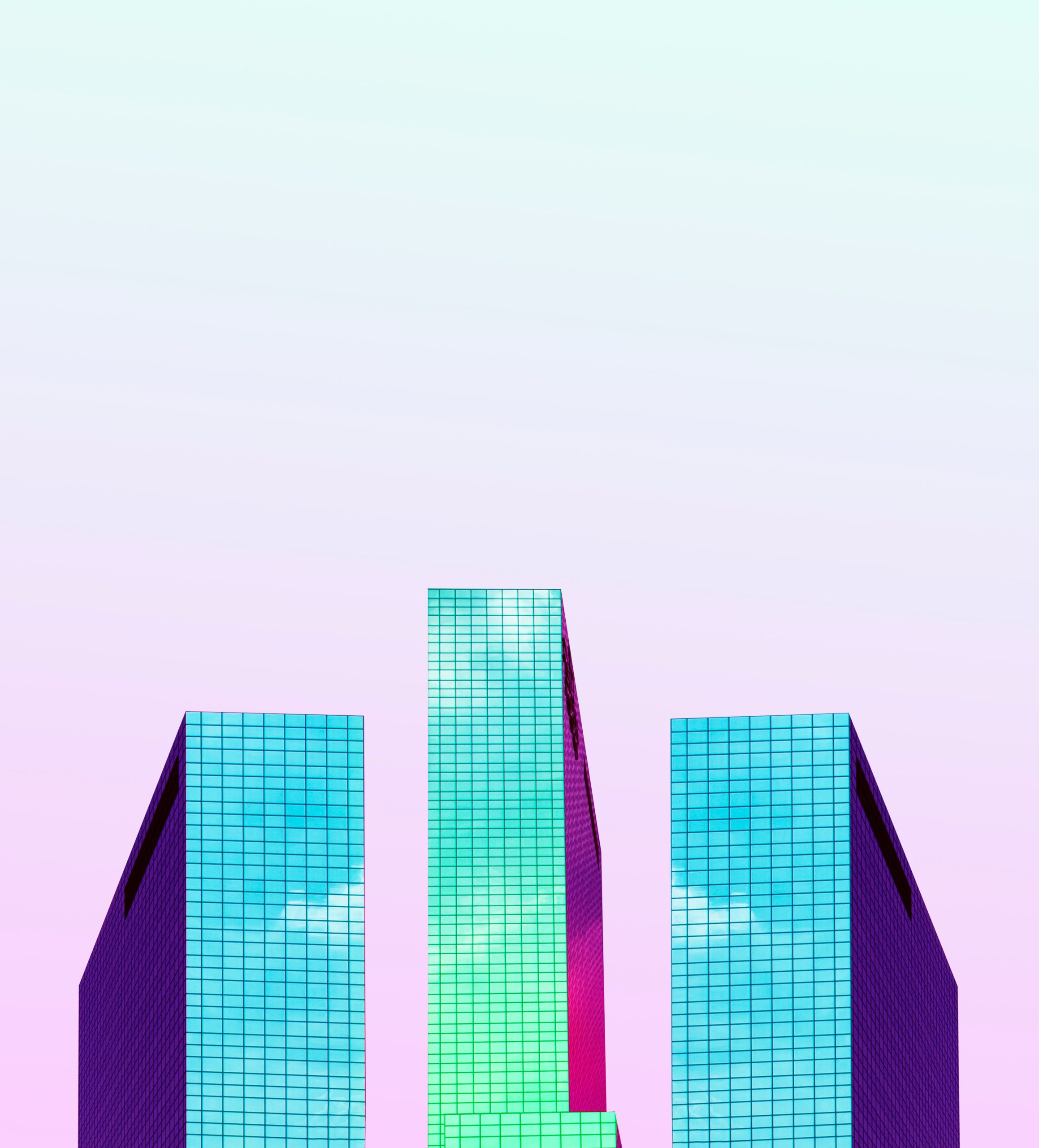three tall buildings digital wallpaper