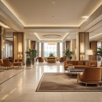 Elegant hotel lounge with modern interior design