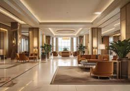 Elegant hotel lounge with modern interior design
