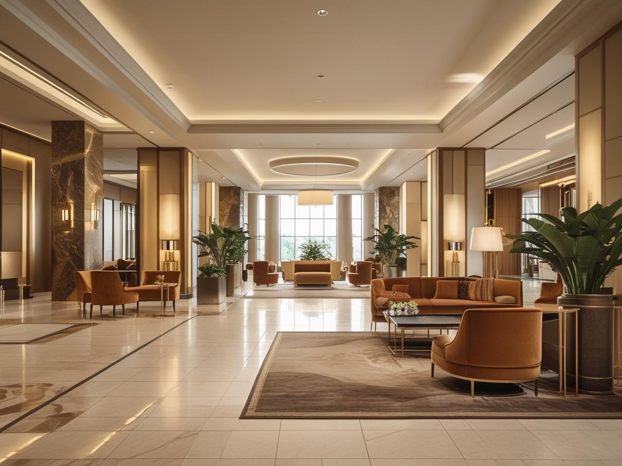 Elegant hotel lounge with modern interior design