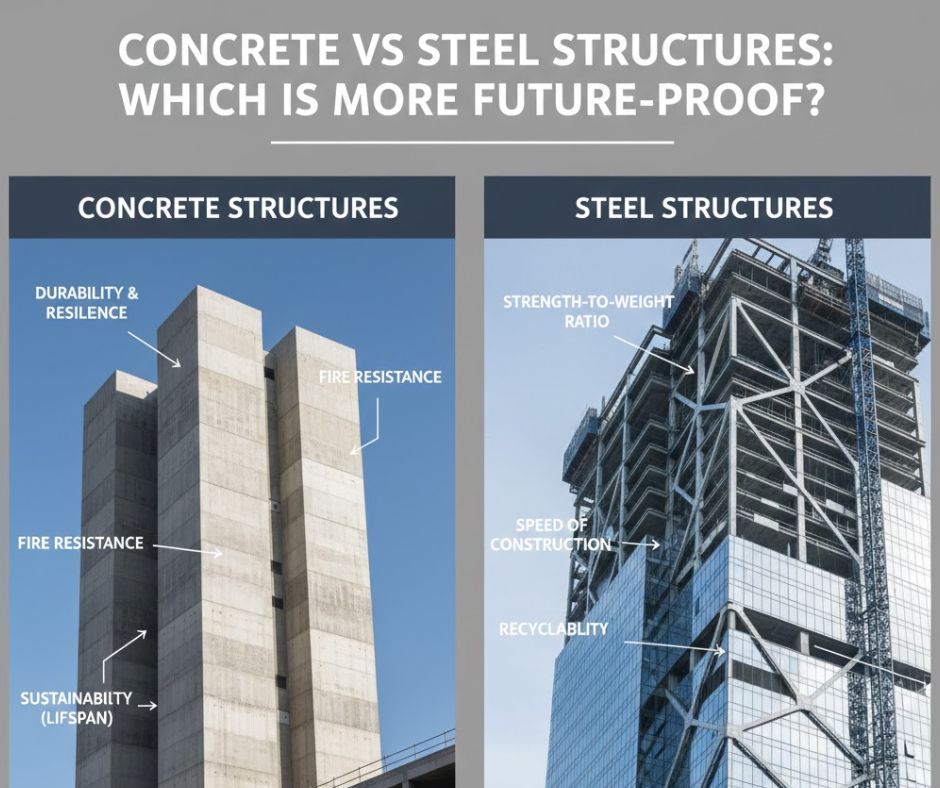 concrete vs steel structures